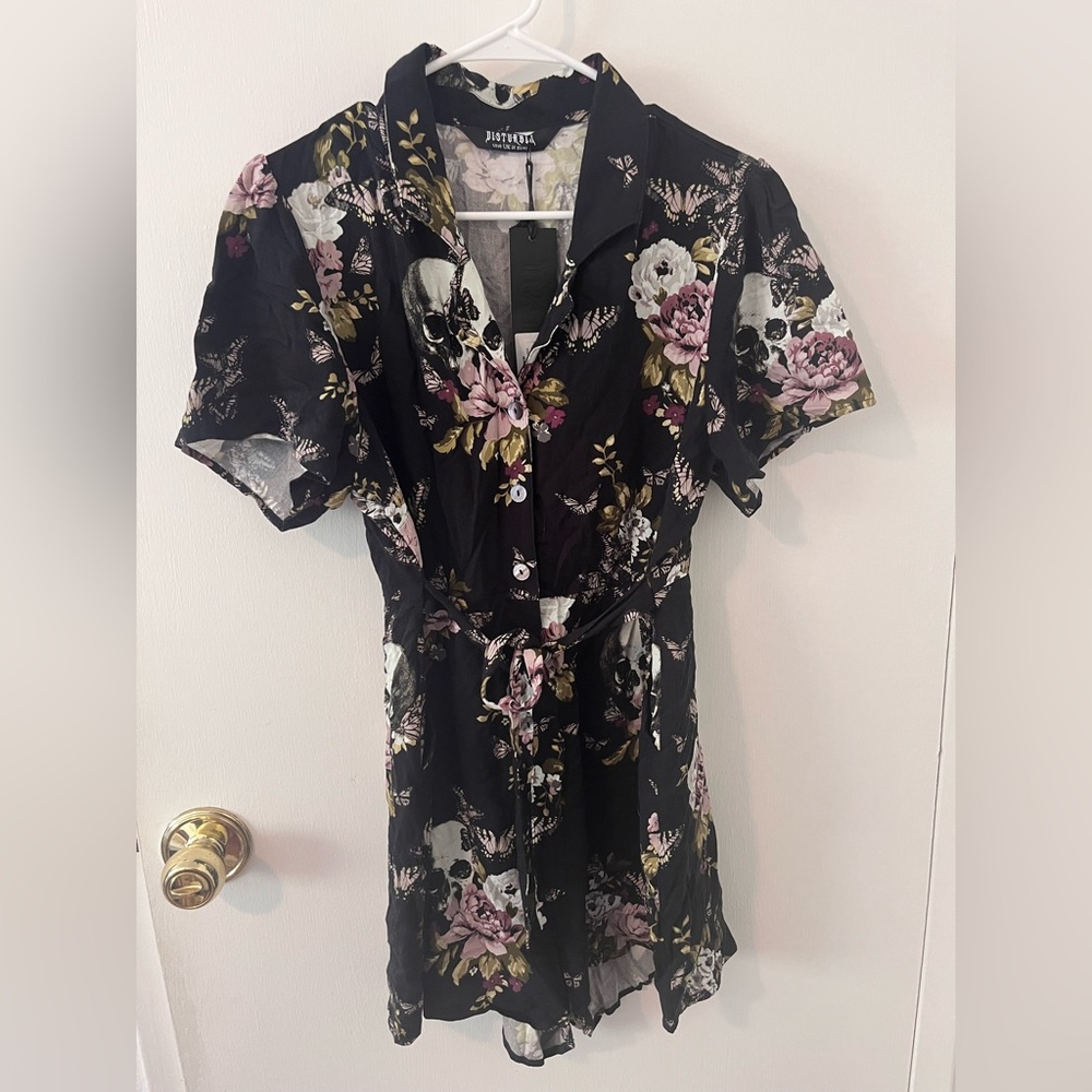 Disturbia Revival Floral Button Up Playsuit Romper Shorts Summer Women’s 10